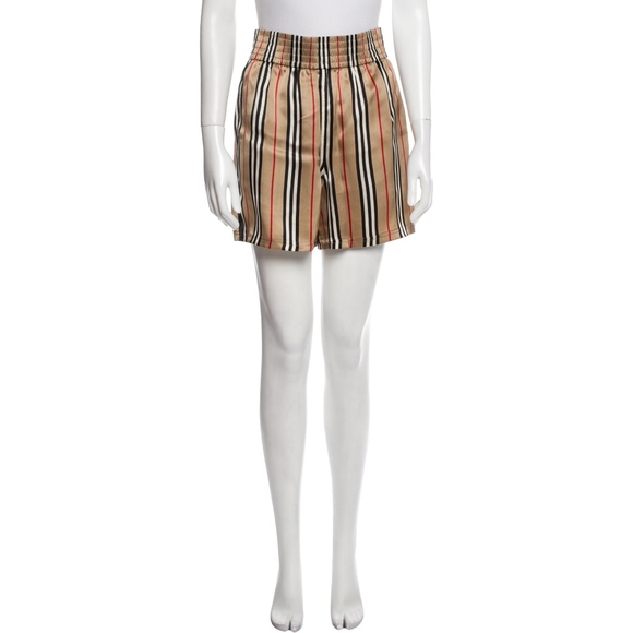 BURBERRY ICON STRIPE 100% SILK MARSETT SHORTS - Picture 4 of 11